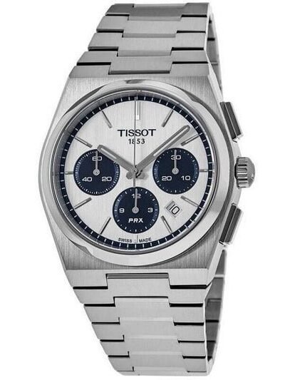 Tissot PRX T-Classic Chronograph White Dial Auto motion Metal Wrist  Watch