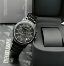 EMPORIO ARMANI STAINLESS STEEL(BLACK) CLASSIC WRIST WATCH