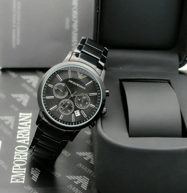 EMPORIO ARMANI STAINLESS STEEL(BLACK) CLASSIC WRIST WATCH