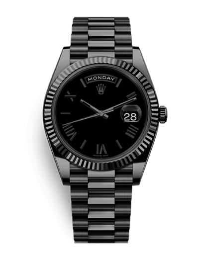 ROLEX OYSTER PERPETUAL DAY/DATE BLACK STAINLESS STEEL WATCH