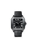 CARTIER SANTOS DE LETHER BLACK WRIST WATCH