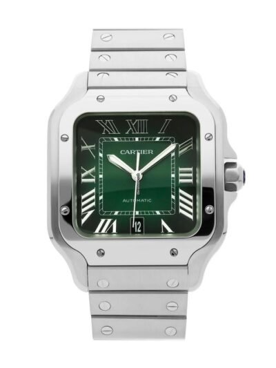 CARTIER SANTOS DE STAINLESS STEEL WATCH (GREEN DIAL) WATCH