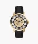 FOSSIL TOWNSMAN AUTOMATIC (BLACK/GOLDEN) AUTOMATIC LETHER WRIST WATCH