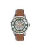 FOSSIL MEN BROWN TOWNSMAN SKELETON AUTOMATIC LETHER WRIST WATCH