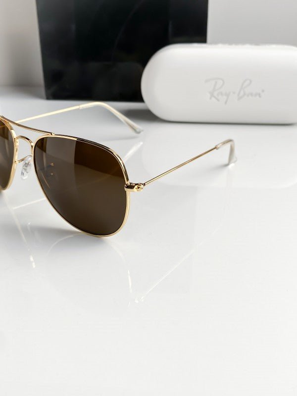 Branded Rb Gold Brown Aviator Sunglasses Bt (With Original Kit) - Image 2