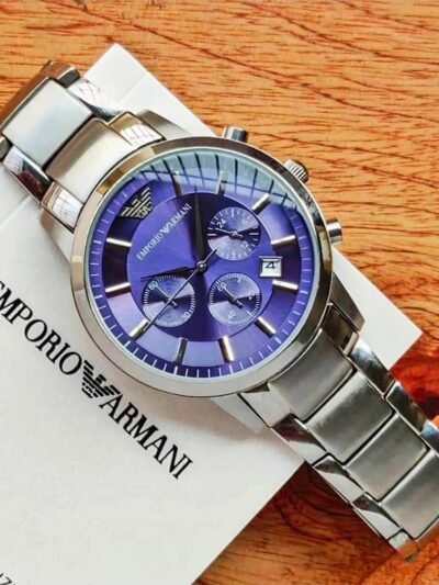 Armani Ar2453 Silver Blue Dial Metal