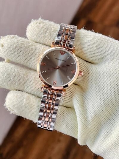 Armani Dualtone Grey Dial Ladies Watch