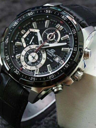 Edifice Black Leather Watch