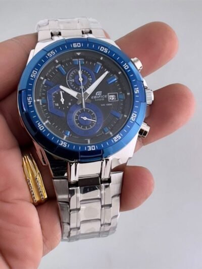 Edifice Silver Blue Metal Watch