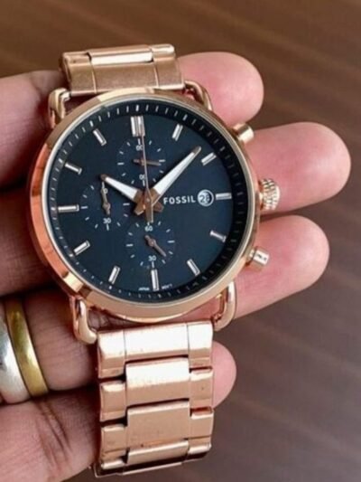 Fossil Rose Gold Black Metal Watch