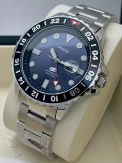 Fossil Silver Blue Dial Metal Watch