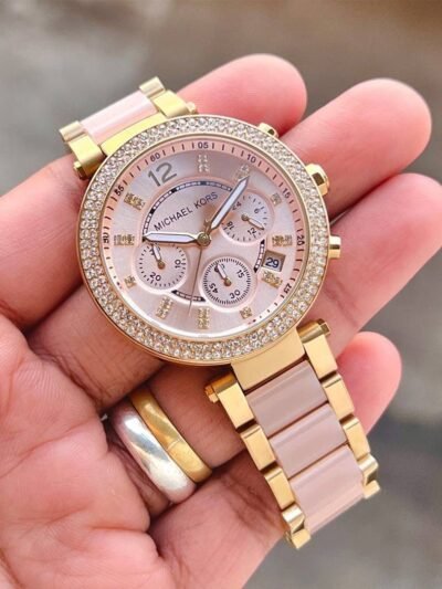 Michael Kors Mk 6326 Pink White Dial Chrono Ladies Watch