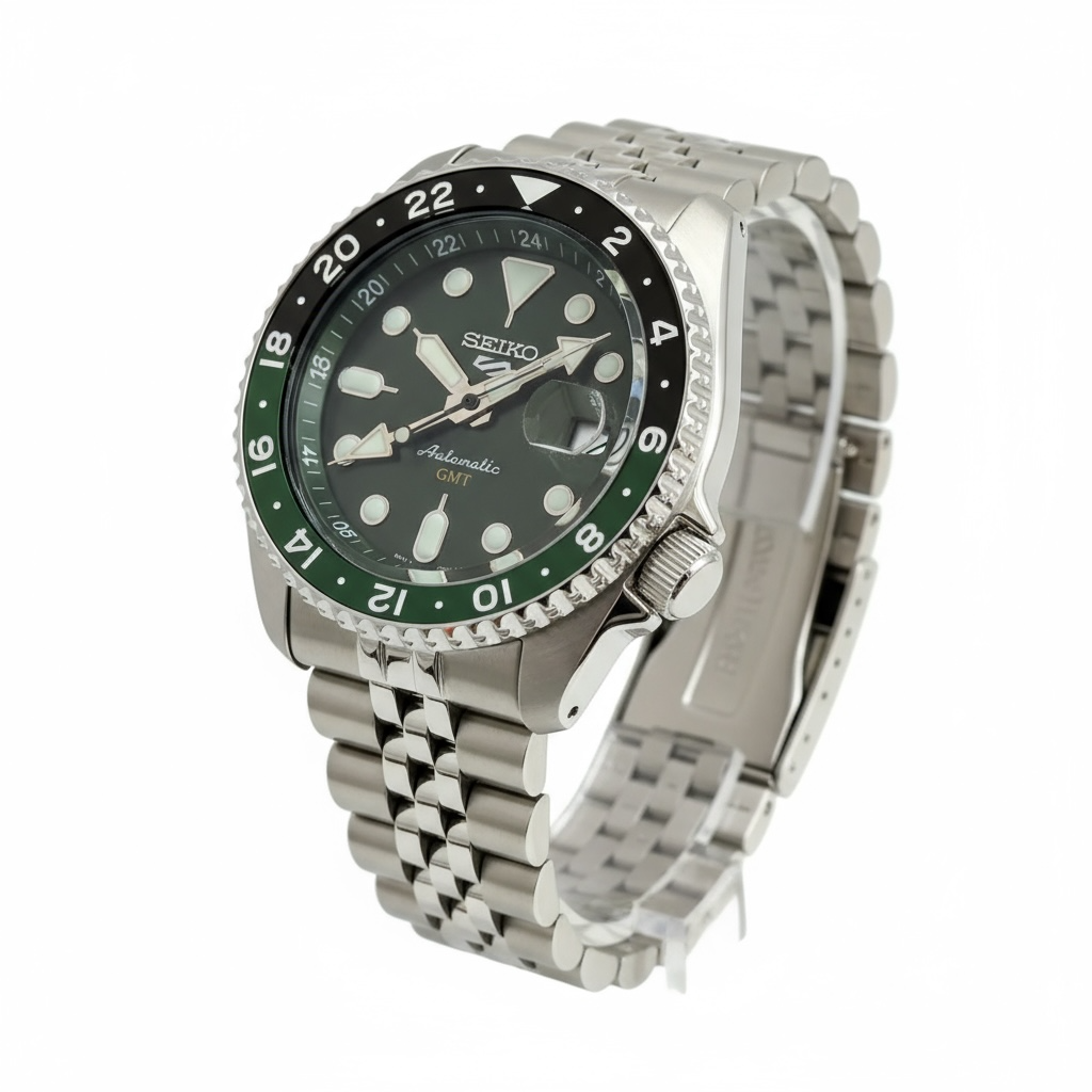 Seiko 5 GMT stainless steel Green Dial watch - Image 3