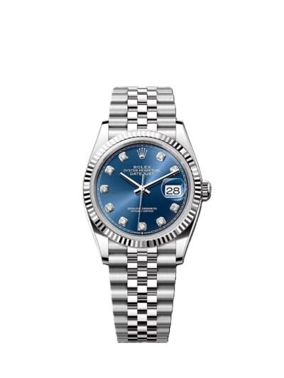 Rolex Date just 41 bright blue, diamond-set