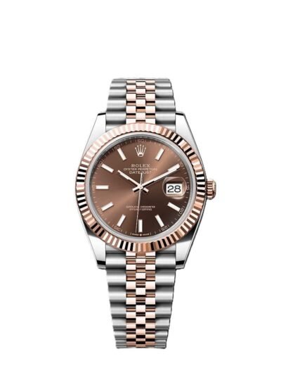 Rolex Date just 41 Two-Toned Rose Gold Stainless Steel Brown Dial