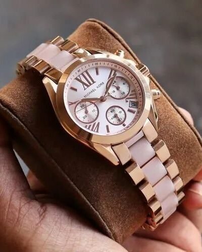 Michael Kors Mk Pink Rosrgold Dial Diamond Ladies Watch